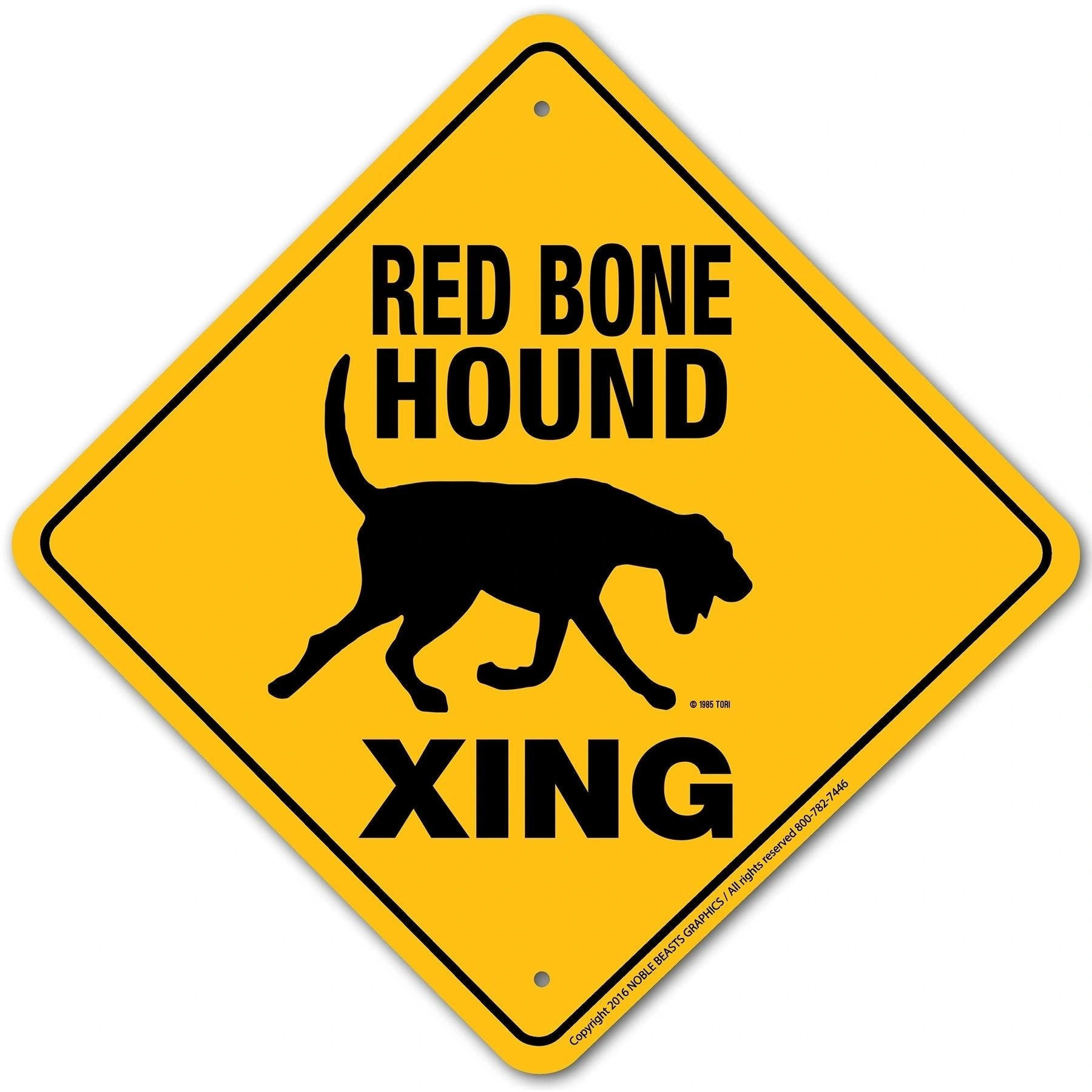 Red Bone Hound Xing Sign Aluminum 12 in X 12 in #20046