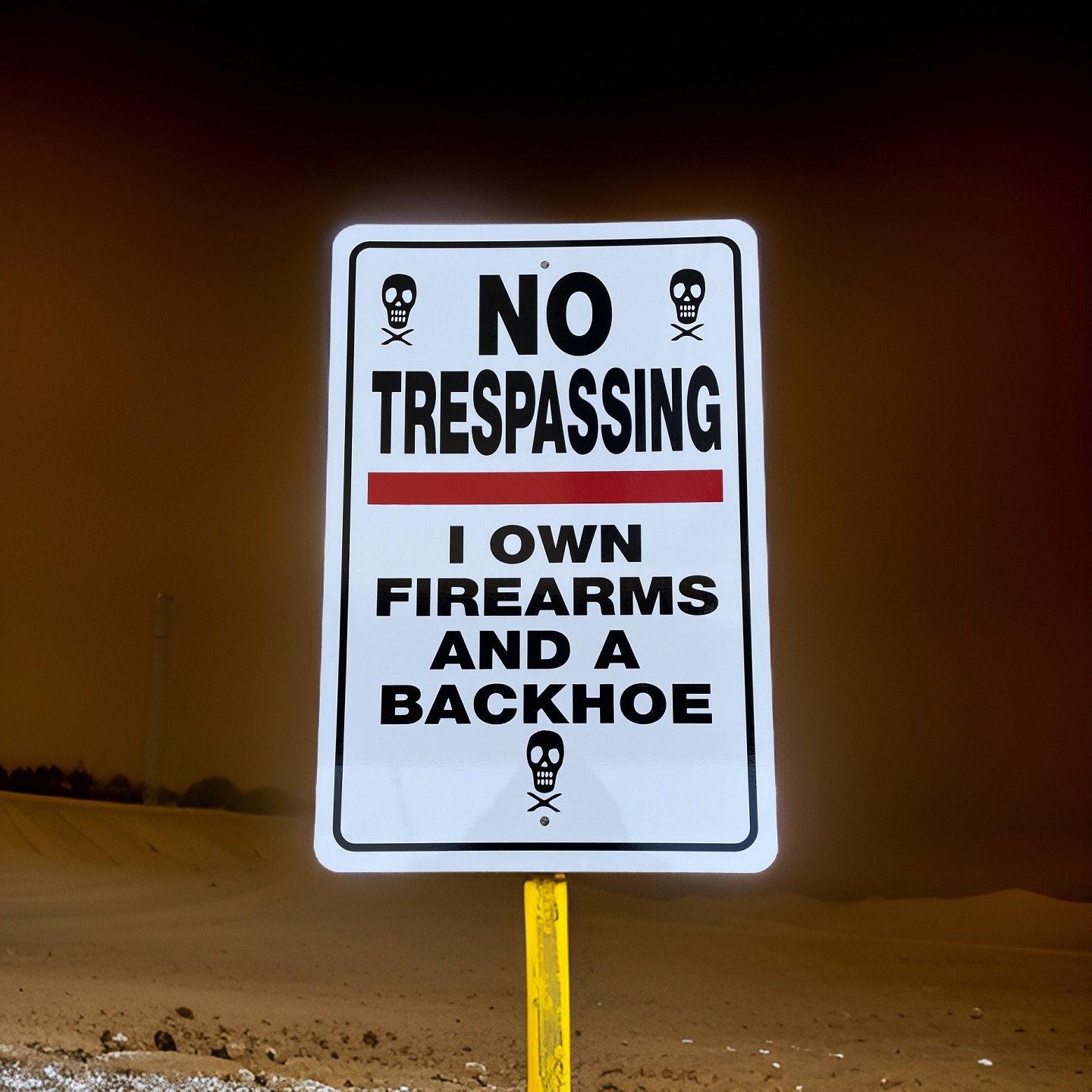 No Trespassing I own Firearms Sign Aluminum 12 in X 18 in #146000