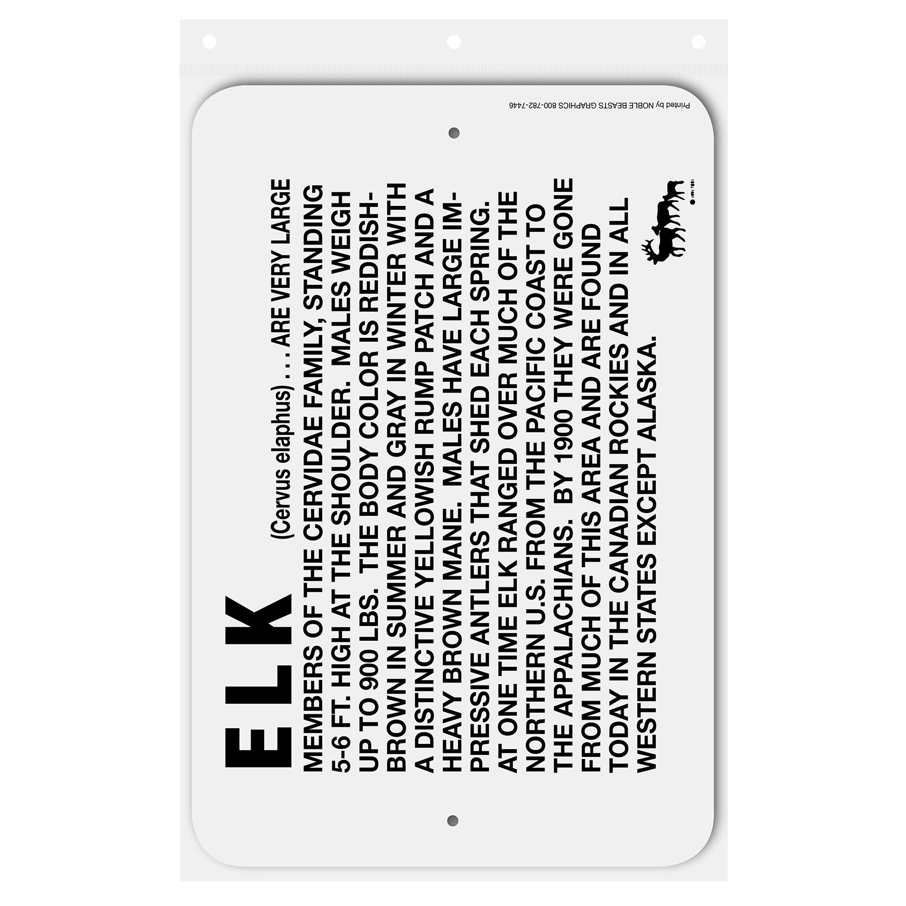 Elk Information Sign Aluminum 12 in X 18 in #146711