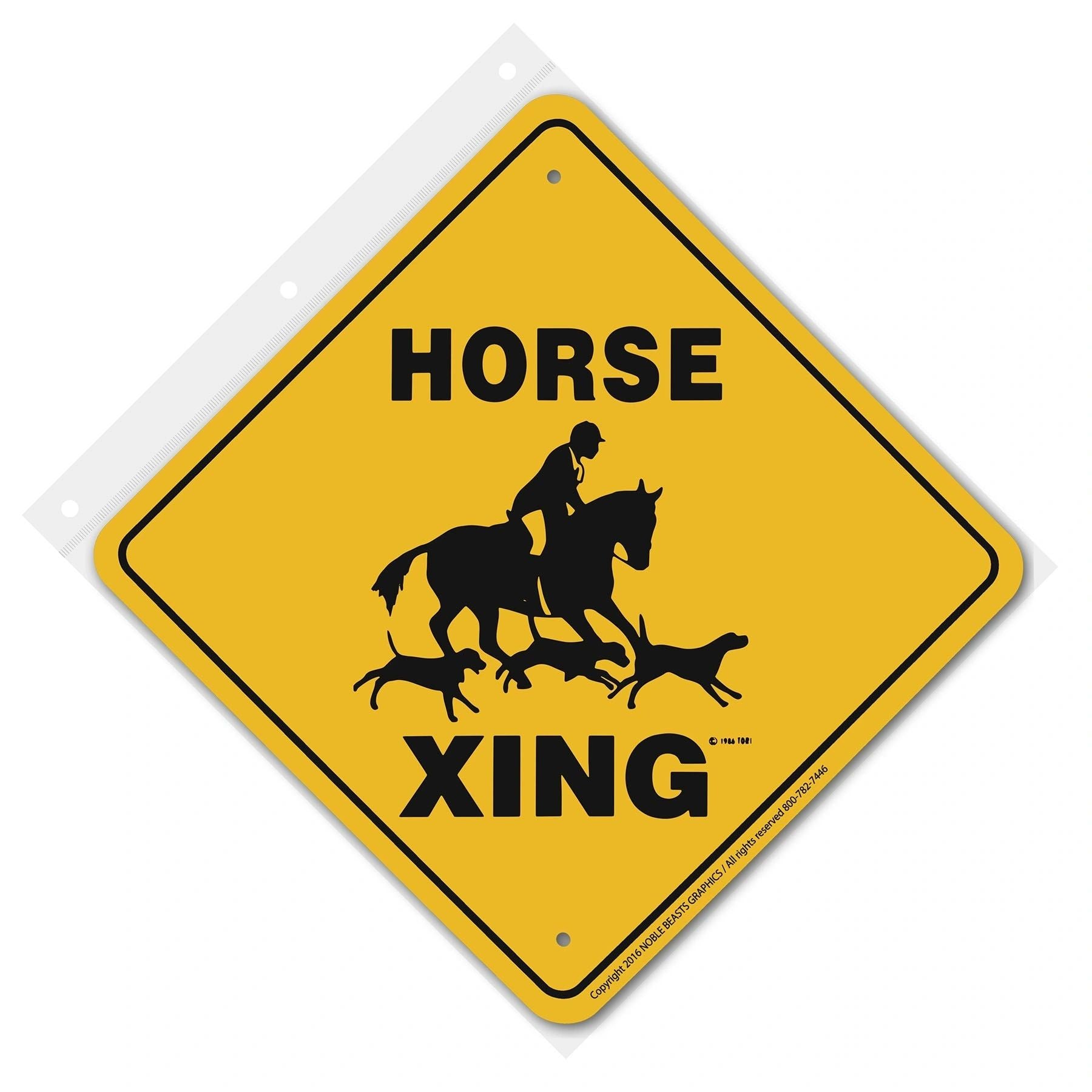 Horse (Hunt) Xing Sign Aluminum 12 in X 12 in #20410