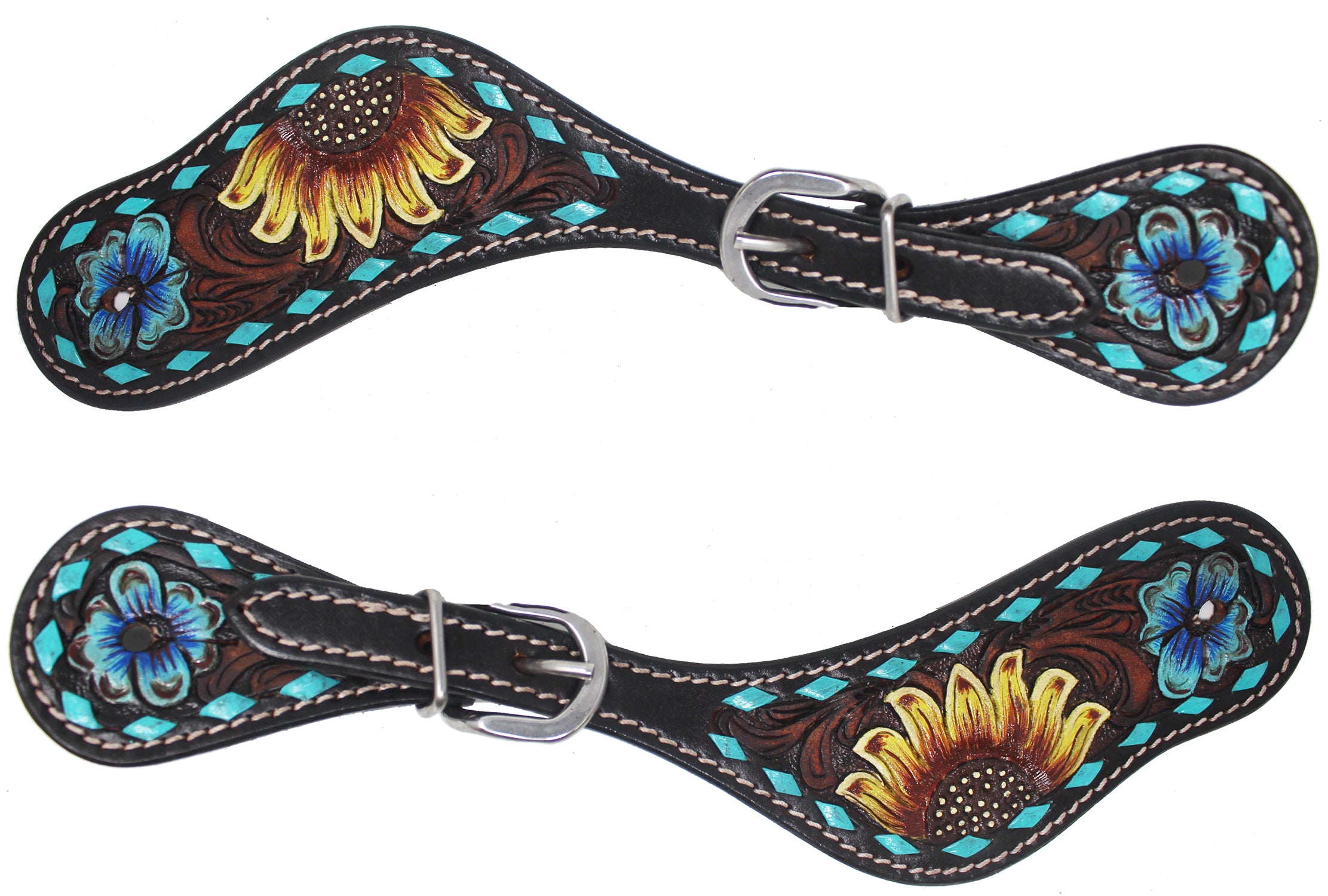 Cowboy Spur Straps with Sunflower Tooling – Smart Horse Gear