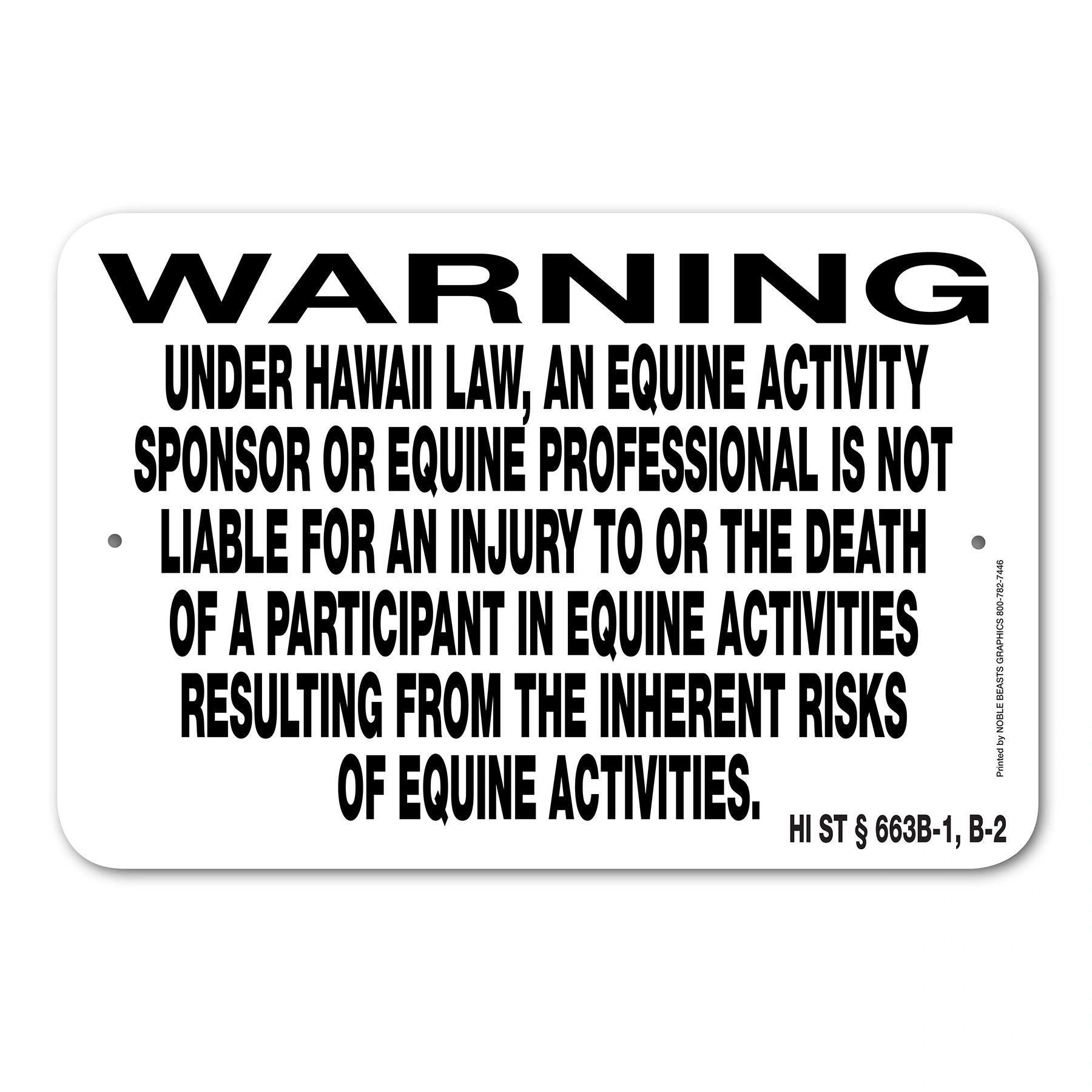 Equine Liability Signs H-L