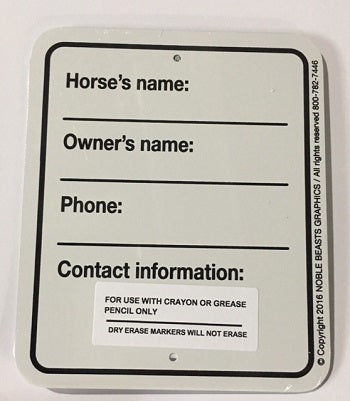 Contact Information Stall Sign