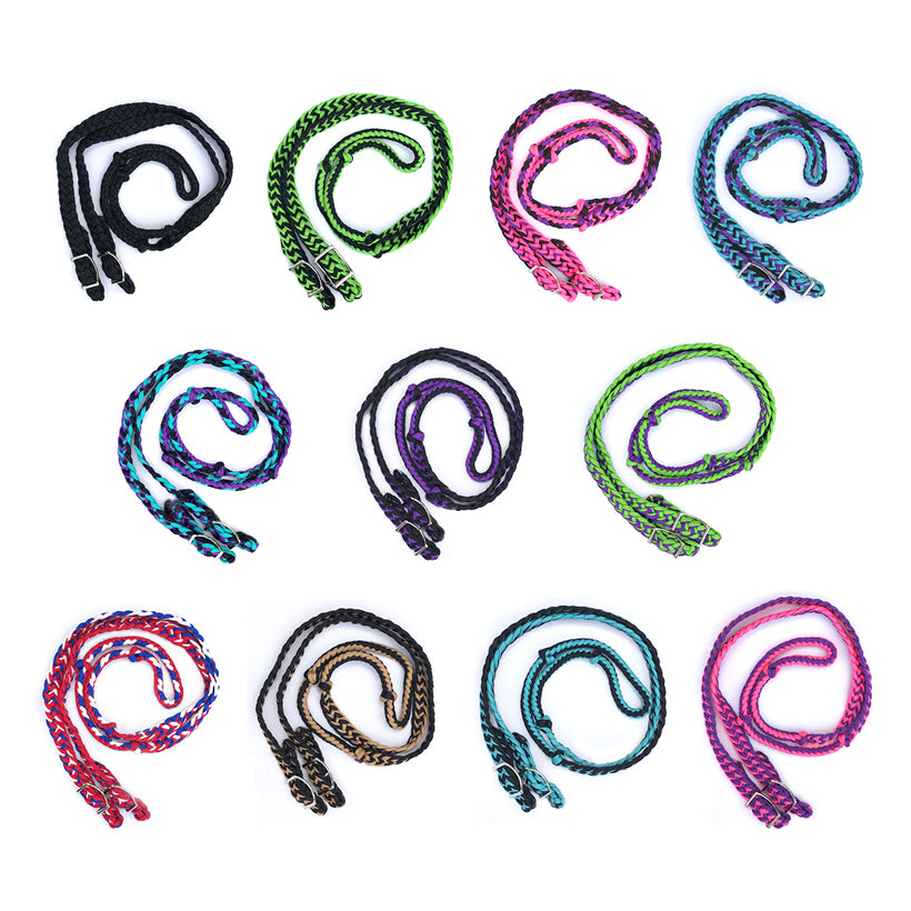 Braided Barrel / Roping Reins 8 ft - 12 Pack Assortment #55100