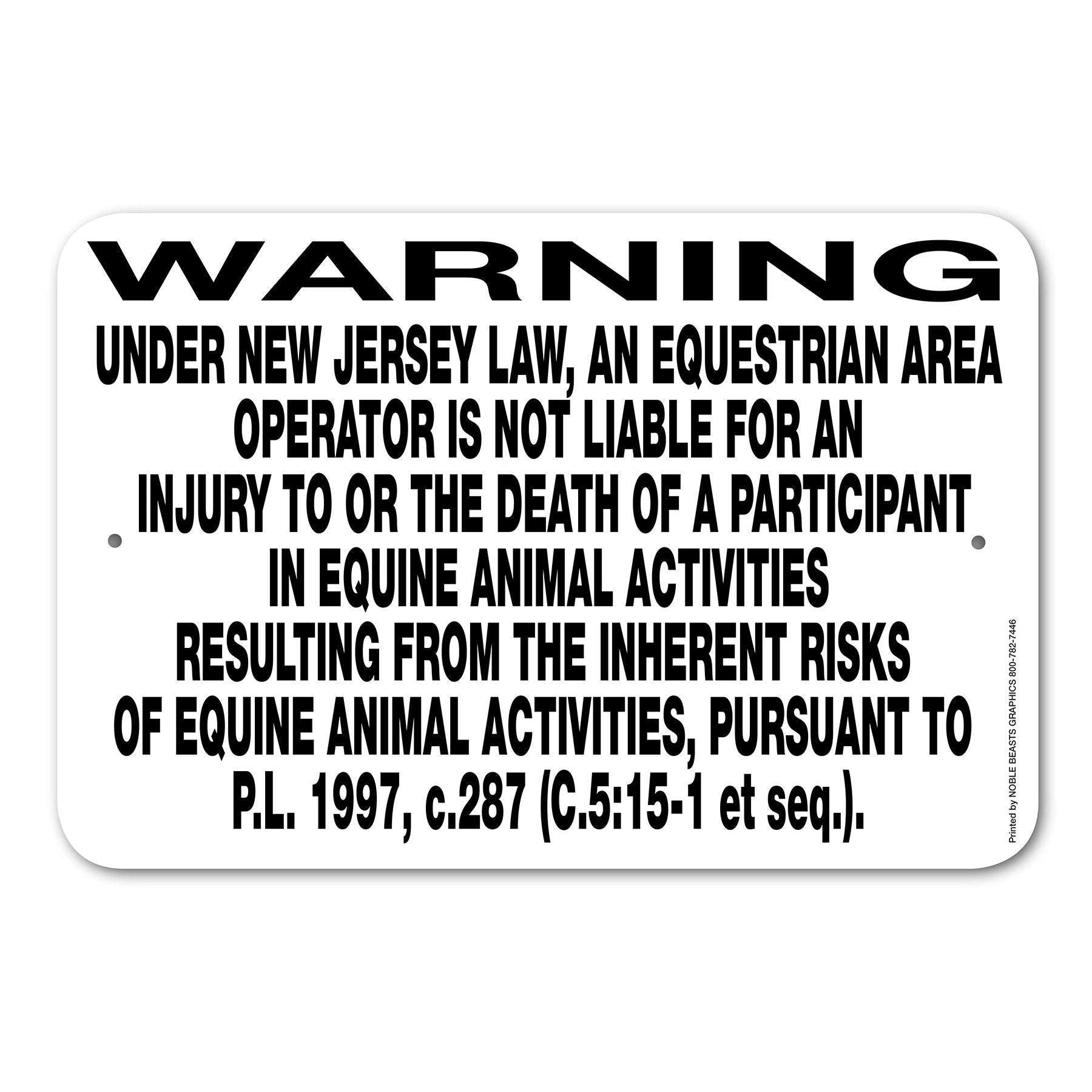 Equine Liability Signs N-O