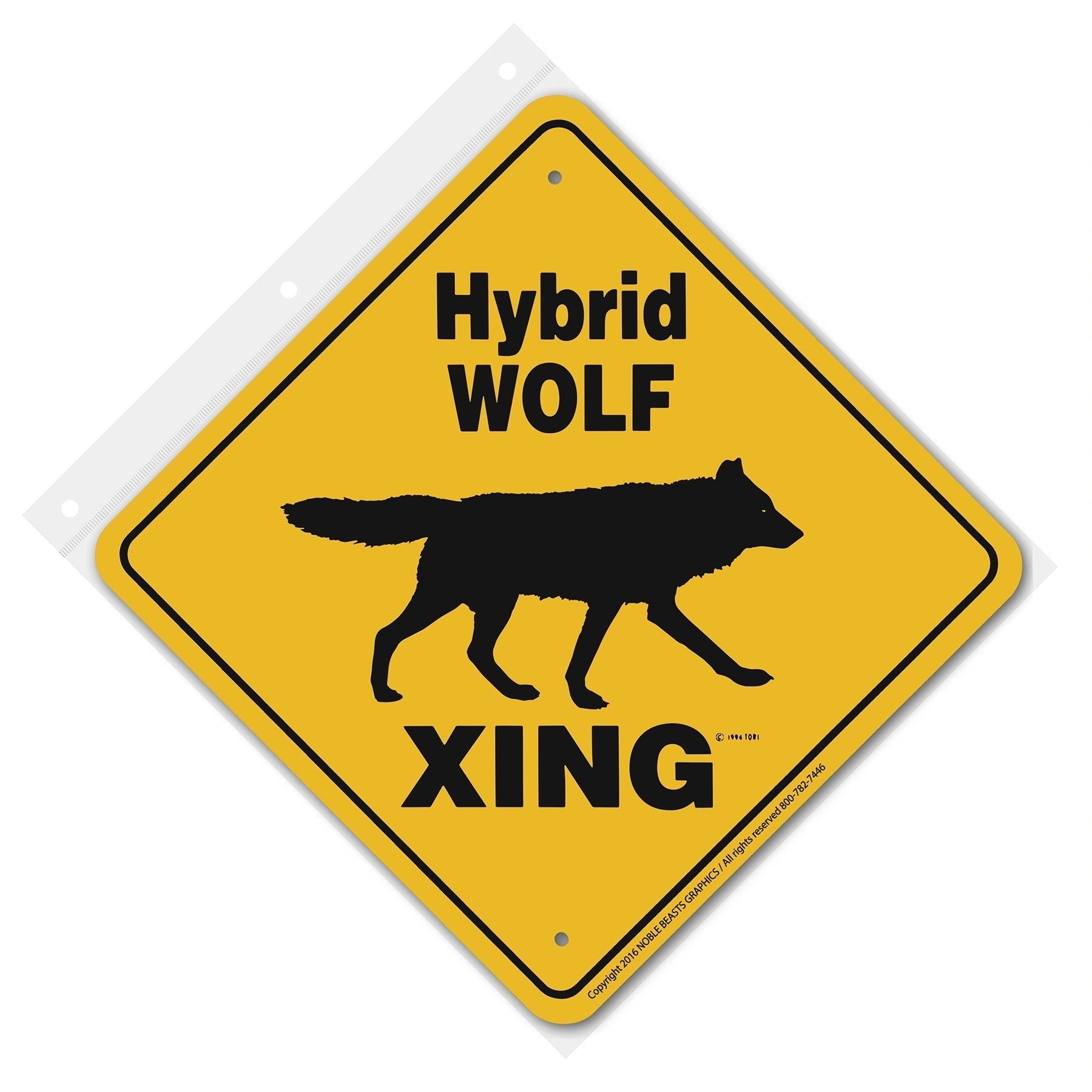 Hybrid Wolf Xing Sign Aluminum 12 in X 12 in #20812