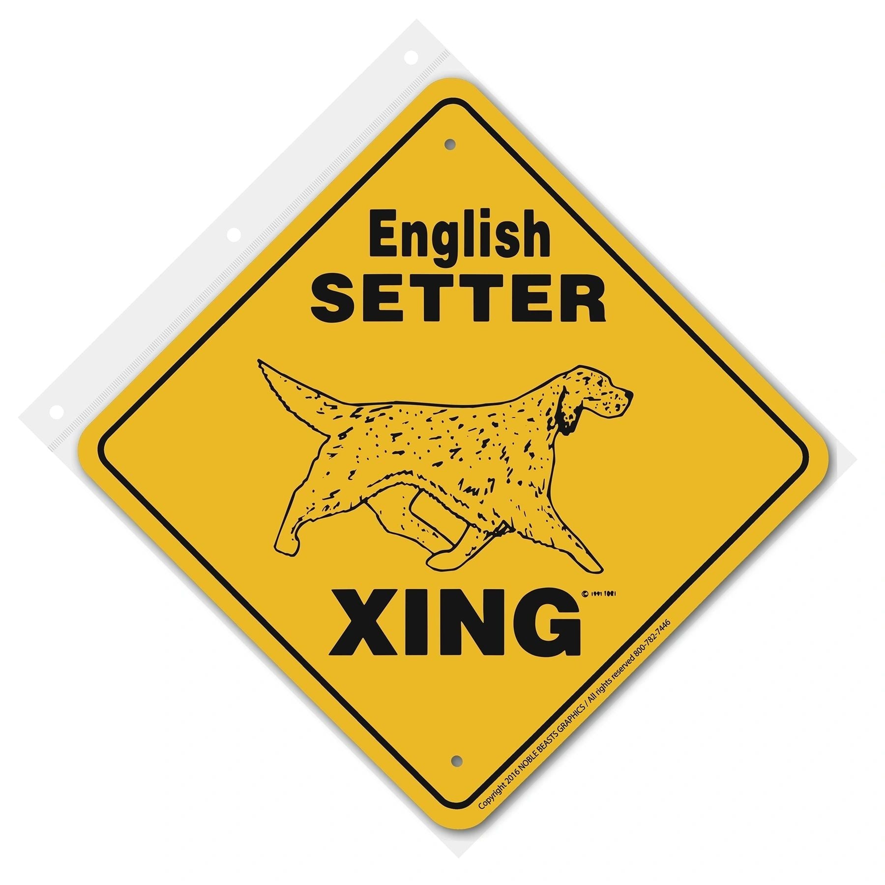 English Setter Xing Sign Aluminum 12 in X 12 in #20619