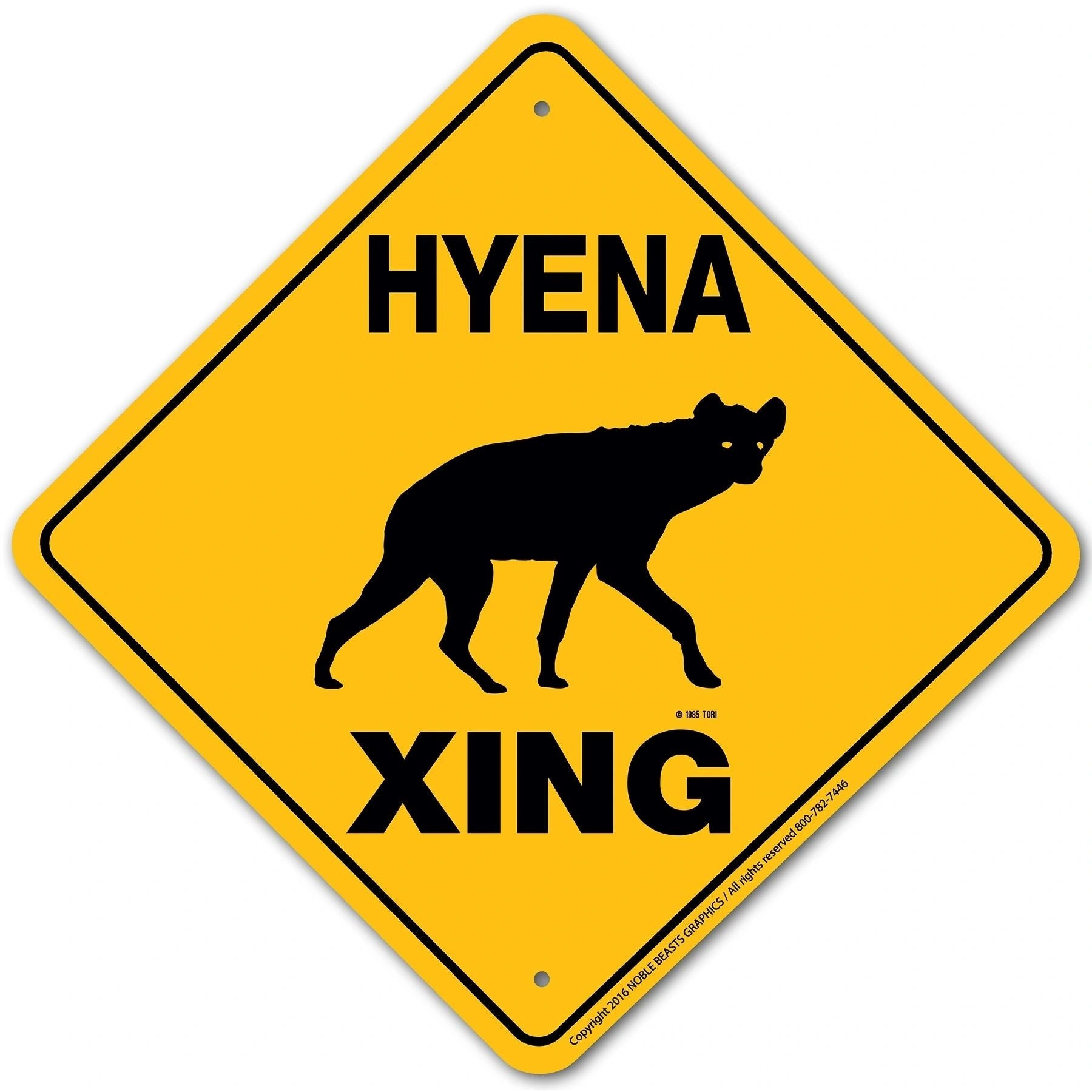 Hyena Xing Sign Aluminum 12 in X 12 in #201001
