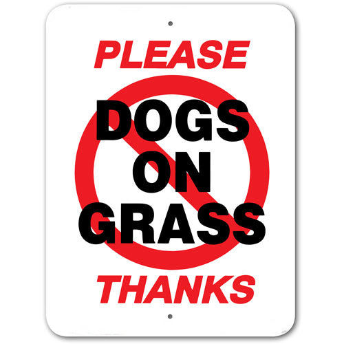 Please No Dogs on Grass Sign