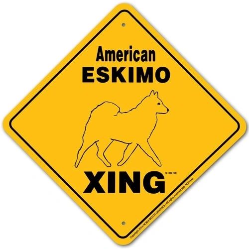 American Eskimo Xing Sign Aluminum 12 in X 12 in #20773