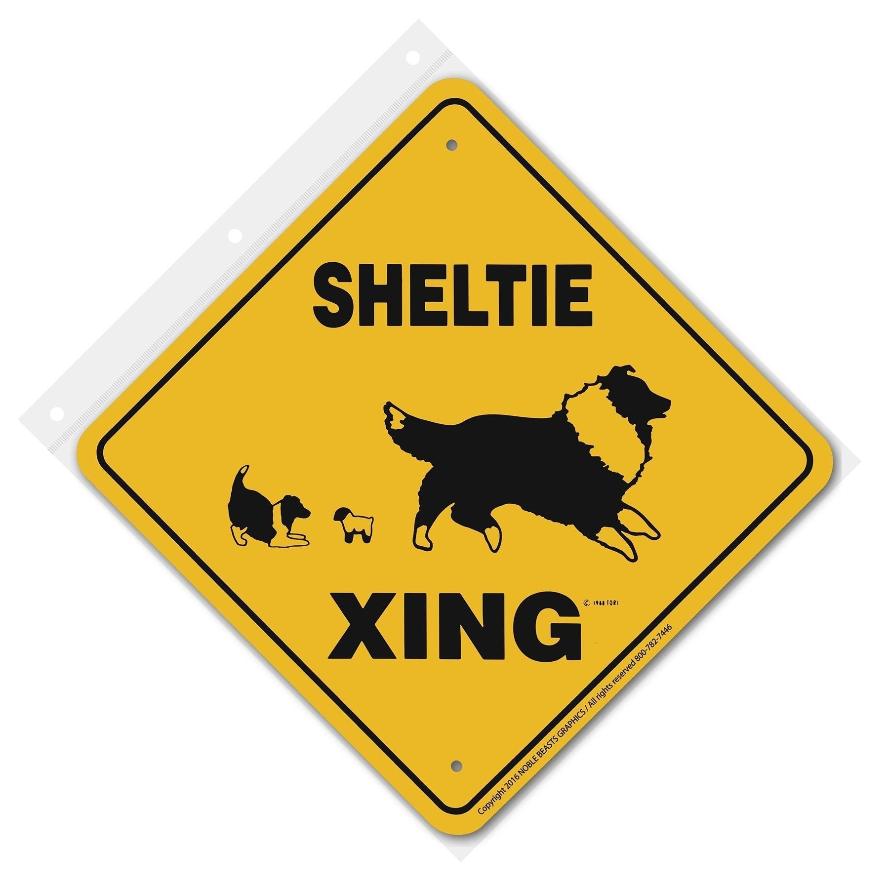 Sheltie Xing Sign Aluminum 12 in X 12 in #20462